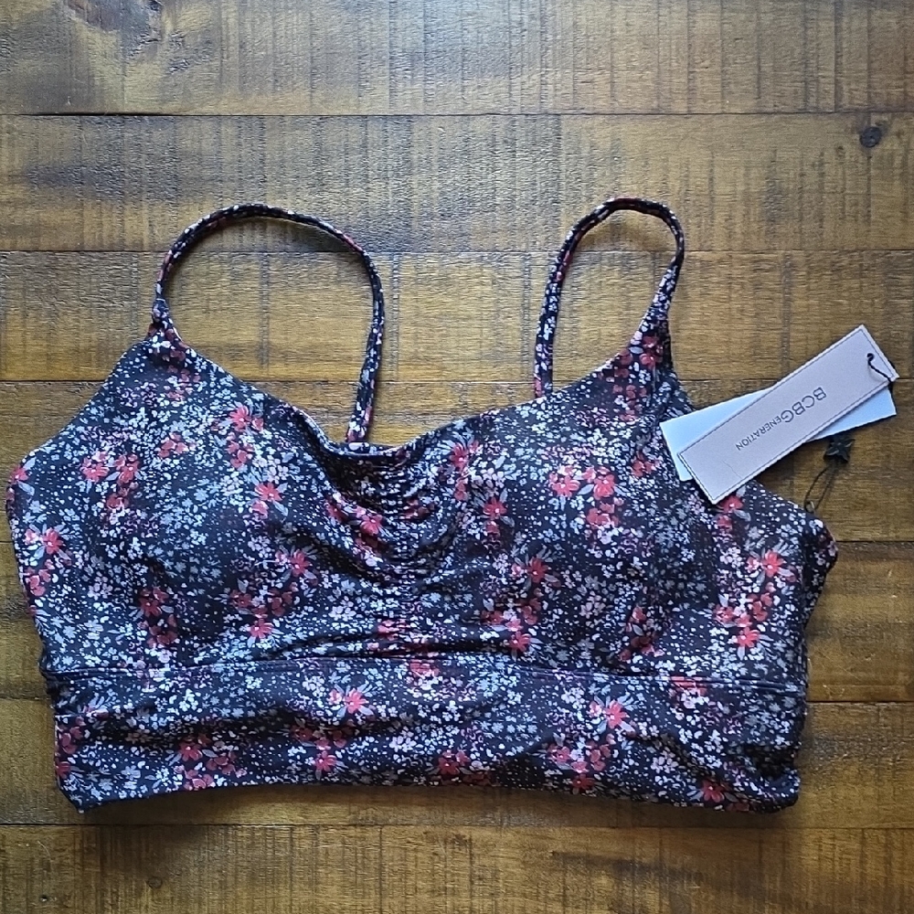 BCBGeneration Black and Red Floral Spots Bralette ⭐️NWT⭐️